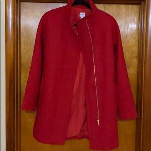 Red J Crew City Coat - Size 2 NWT